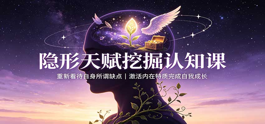 隐形天赋挖掘认知课：重新看待自身所谓缺点，激活内在特质完成自我成长网创吧-网创项目资源站-副业项目-创业项目-搞钱项目网创吧