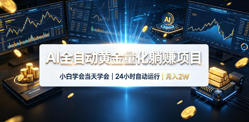 AI全自动黄金量化躺賺项目,小白学会当天学会,24小时自动运行,月入2W!【揭秘】网创吧-网创项目资源站-副业项目-创业项目-搞钱项目网创吧