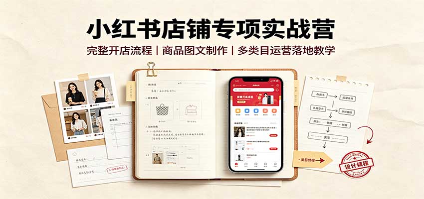 小红书店铺专项实战营：完整开店流程，商品图文制作，多类目运营落地教学网创吧-网创项目资源站-副业项目-创业项目-搞钱项目网创吧