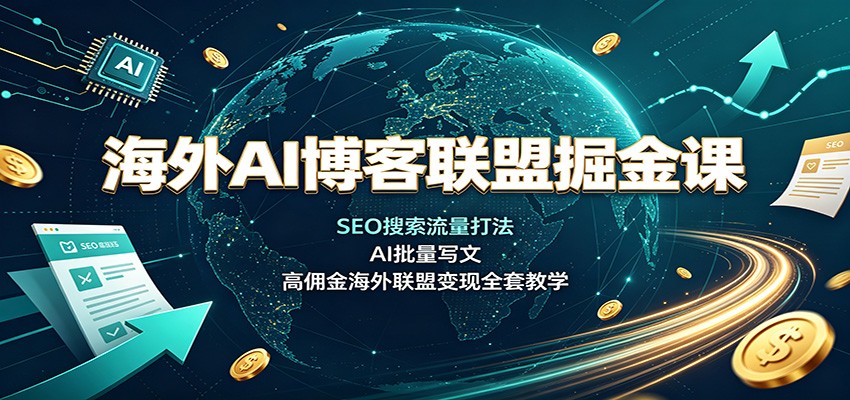 海外AI博客联盟掘金课：SEO搜索流量打法，AI批量写文，高佣金海外联盟变现全套教学网创吧-网创项目资源站-副业项目-创业项目-搞钱项目网创吧