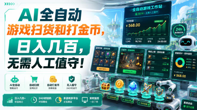 AI全自动游戏扫货和打金币,日入几百,无需人工值守!【揭秘】网创吧-网创项目资源站-副业项目-创业项目-搞钱项目网创吧