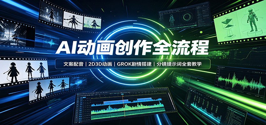 AI动画创作全流程：文案配音，2D3D动画，GROK剧情搭建，分镜提示词全套教学网创吧-网创项目资源站-副业项目-创业项目-搞钱项目网创吧