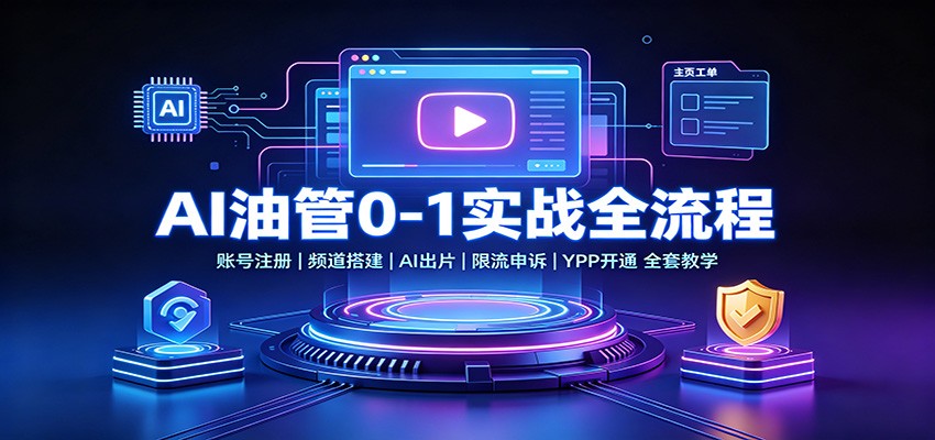 AI油管0-1实战：账号注册频道搭建，AI出片，限流申诉，YPP开通全套教学网创吧-网创项目资源站-副业项目-创业项目-搞钱项目网创吧