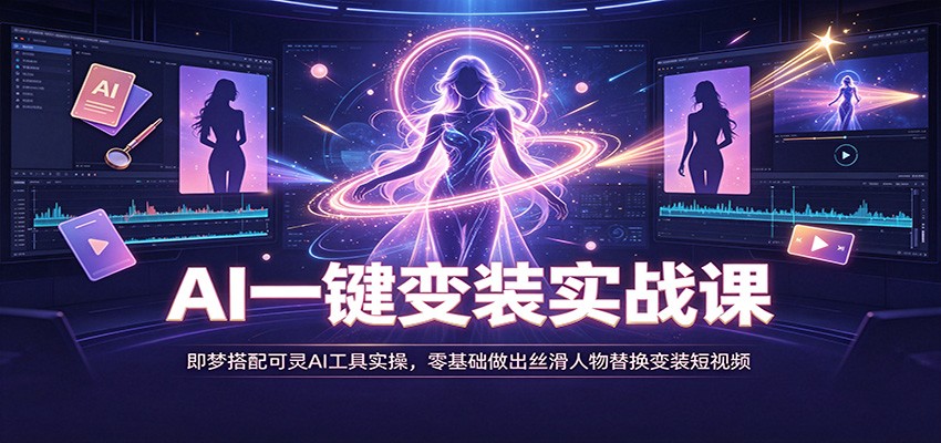 AI一键变装实战课：即梦搭配可灵AI工具实操，零基础做出丝滑人物替换变装短视频网创吧-网创项目资源站-副业项目-创业项目-搞钱项目网创吧