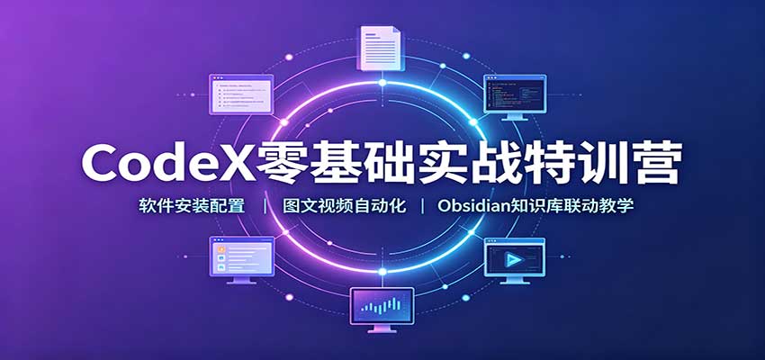 CodeX零基础实战特训营:软件安装配置,图文视频自动化,Obsidian知识库联动教学网创吧-网创项目资源站-副业项目-创业项目-搞钱项目网创吧