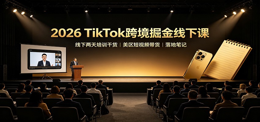 2026 TikTok跨境掘金线下课：线下两天培训干货，美区短视频带货落地笔记网创吧-网创项目资源站-副业项目-创业项目-搞钱项目网创吧