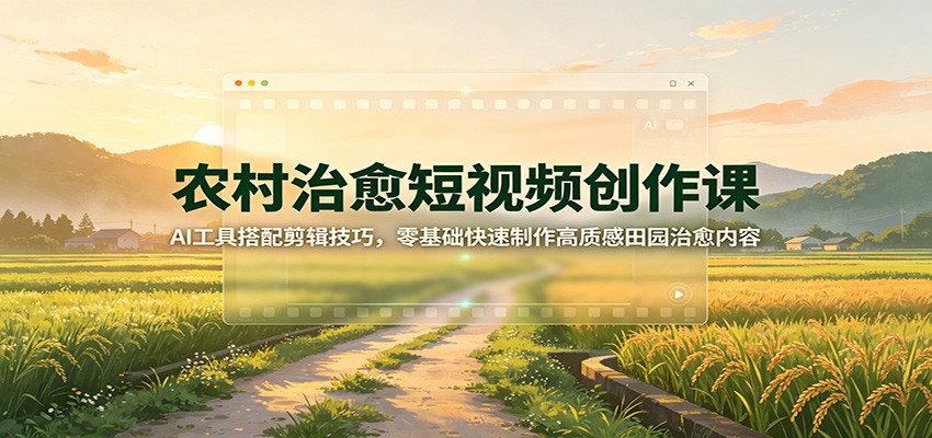 农村治愈短视频创作课：AI工具搭配剪辑技巧，零基础快速制作高质感田园治愈内容网创吧-网创项目资源站-副业项目-创业项目-搞钱项目网创吧