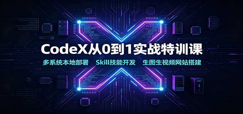 CodeX从0到1实战特训课:多系统本地部署,Skill技能开发,生图生视频网站搭建网创吧-网创项目资源站-副业项目-创业项目-搞钱项目网创吧
