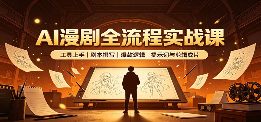AI漫剧全流程实战课：工具上手、剧本撰写、爆款逻辑、提示词与剪辑成片网创吧-网创项目资源站-副业项目-创业项目-搞钱项目网创吧