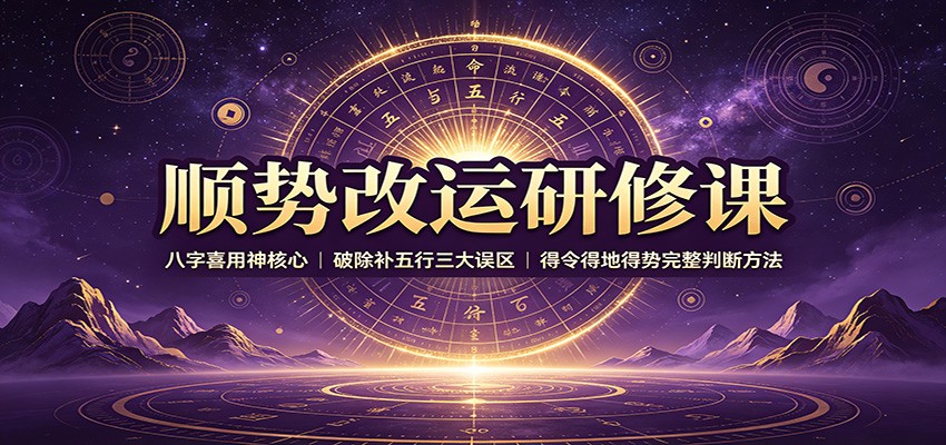 顺势改运研修课：八字喜用神核心，破除补五行三大误区，得令得地得势完整判断方法网创吧-网创项目资源站-副业项目-创业项目-搞钱项目网创吧