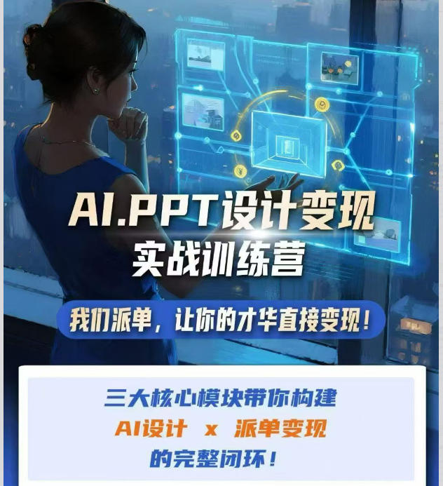 AI+PPT设计变现实战训练营，我们派单，让你的才华直接变现，三大核心模块带你构建Al设计x派单变现的完整闭环网创吧-网创项目资源站-副业项目-创业项目-搞钱项目网创吧