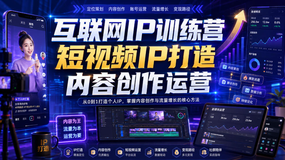互联网IP训练营,短视频IP打造,内容创作运营网创吧-网创项目资源站-副业项目-创业项目-搞钱项目网创吧