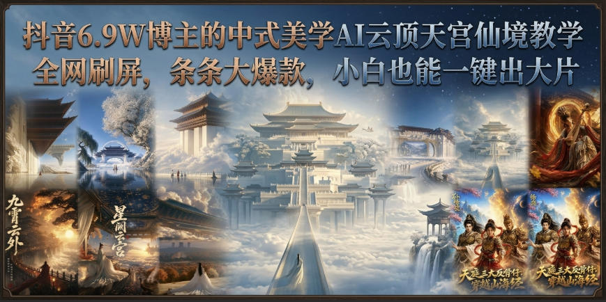 抖音6.9W博主的中式美学AI云顶天宫仙境教学,全网刷屏,条条大爆款,小白也能一键出大片网创吧-网创项目资源站-副业项目-创业项目-搞钱项目网创吧