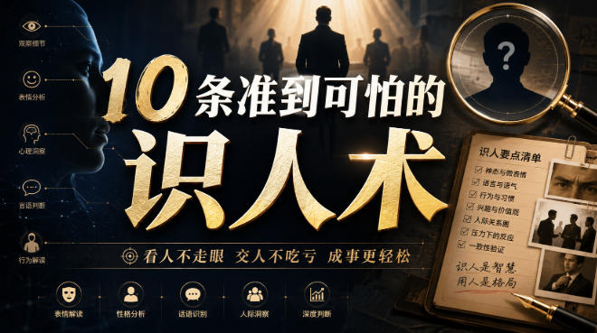 付费文章:10条准到可怕的识人术网创吧-网创项目资源站-副业项目-创业项目-搞钱项目网创吧
