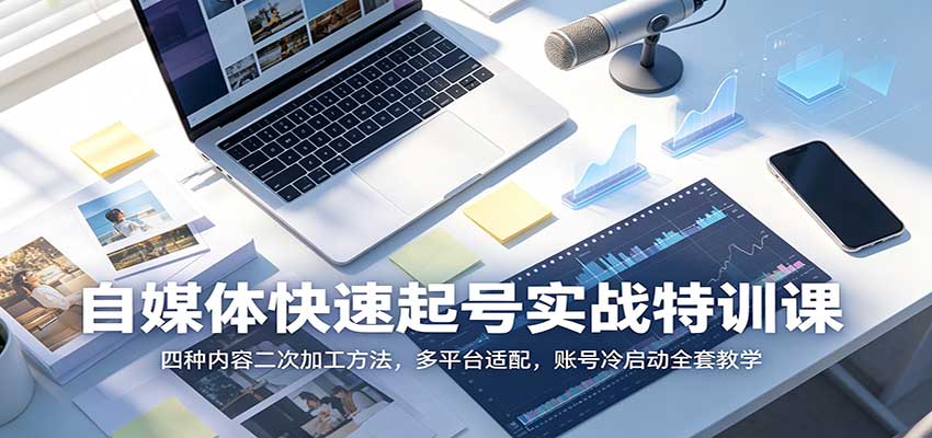 自媒体快速起号实战特训课：四种内容二次加工方法，多平台适配，账号冷启动全套教学网创吧-网创项目资源站-副业项目-创业项目-搞钱项目网创吧
