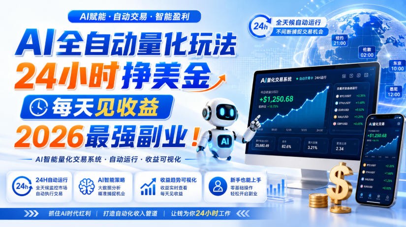 AI量化全自动操作挣美金,矩阵可日入1000+,适合普通人的副业!网创吧-网创项目资源站-副业项目-创业项目-搞钱项目网创吧