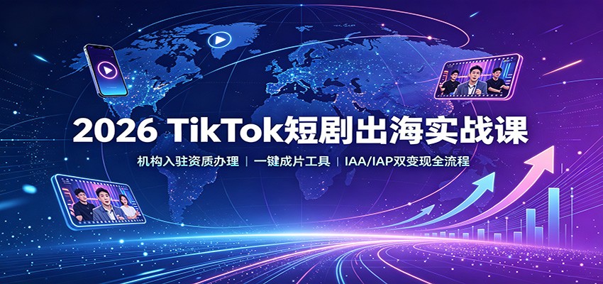 2026 TikTok短剧出海实战课：机构入驻资质办理，一键成片工具，IAA/IAP双变现全流程网创吧-网创项目资源站-副业项目-创业项目-搞钱项目网创吧