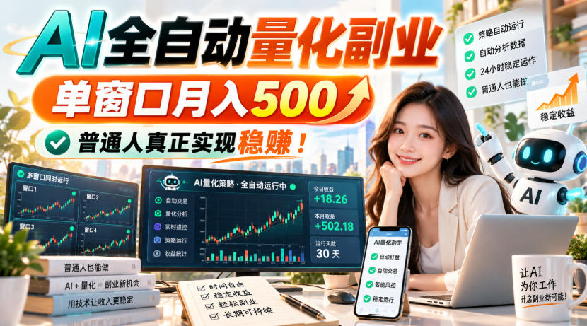 (20735期)AI全自动量化副业,单窗口月入500,普通人真正实现稳赚!网创吧-网创项目资源站-副业项目-创业项目-搞钱项目网创吧