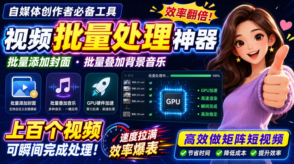 （20399期）视频批量加封面，把封面添加到视频第一帧，不用剪辑软件批量添加网创吧-网创项目资源站-副业项目-创业项目-搞钱项目网创吧