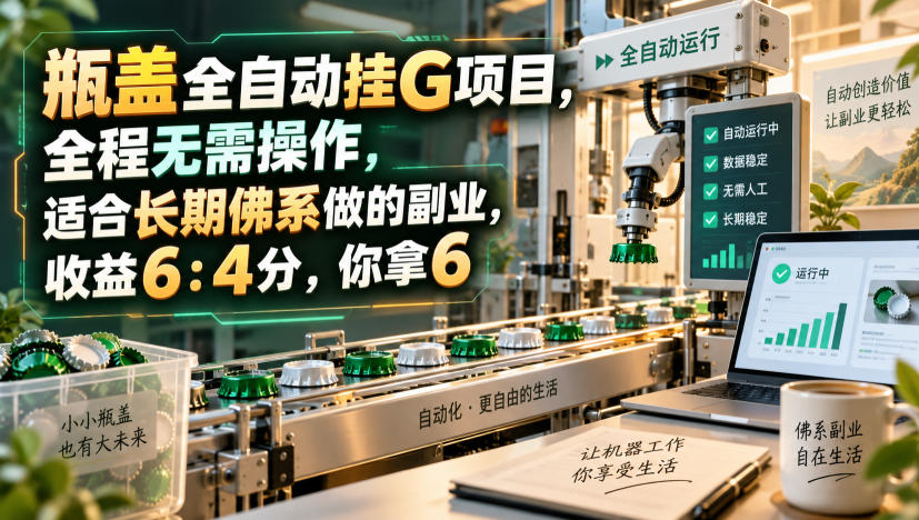 瓶盖全自动挂G项目,全程无需操作,适合长期佛系做的副业,收益6:4分,你拿6【揭秘】网创吧-网创项目资源站-副业项目-创业项目-搞钱项目网创吧