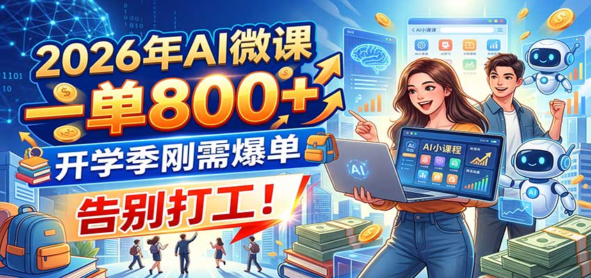2026年AI微课,一单800+,开学季刚需爆单,告别打工!网创吧-网创项目资源站-副业项目-创业项目-搞钱项目网创吧