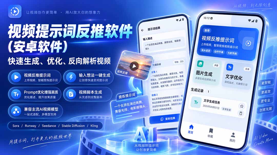 (20301期)视频提示词反推软件(安卓软件),快速生成、优化、反向解析视频网创吧-网创项目资源站-副业项目-创业项目-搞钱项目网创吧