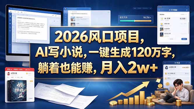 (20653期)2026 风口项目,AI 写小说,一键生成 120 万字,躺着也能赚,月入 2w +网创吧-网创项目资源站-副业项目-创业项目-搞钱项目网创吧