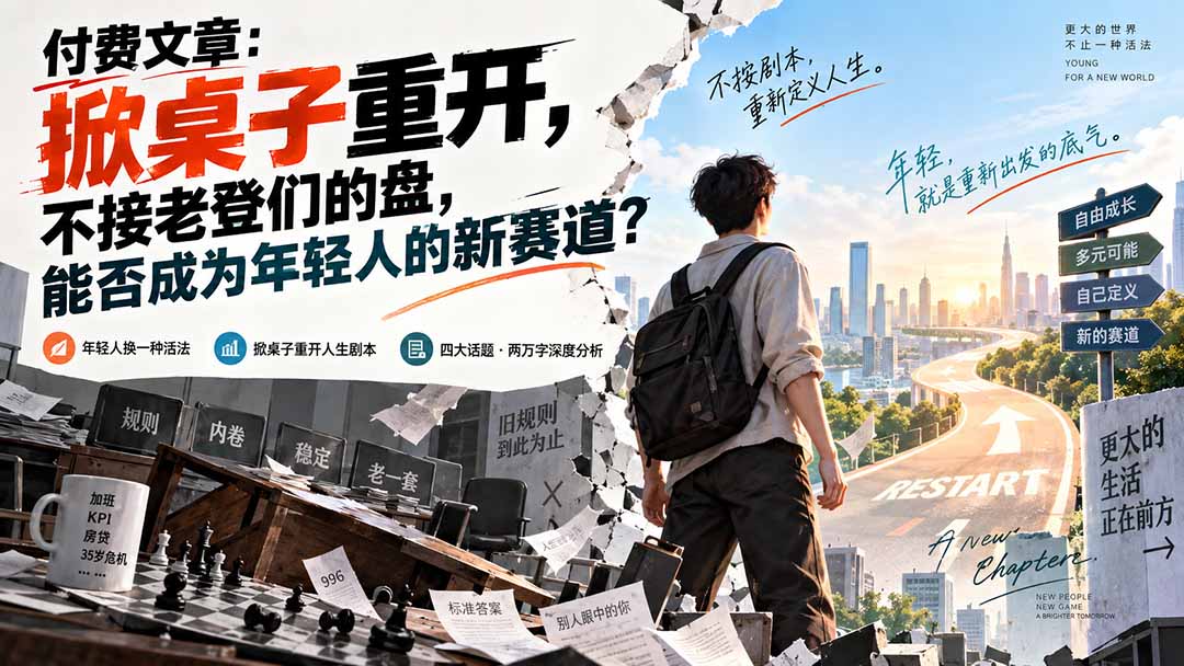 (20557期)付费文章:掀桌子重开,不接老登们的盘,能否成为年轻人的新赛道?网创吧-网创项目资源站-副业项目-创业项目-搞钱项目网创吧