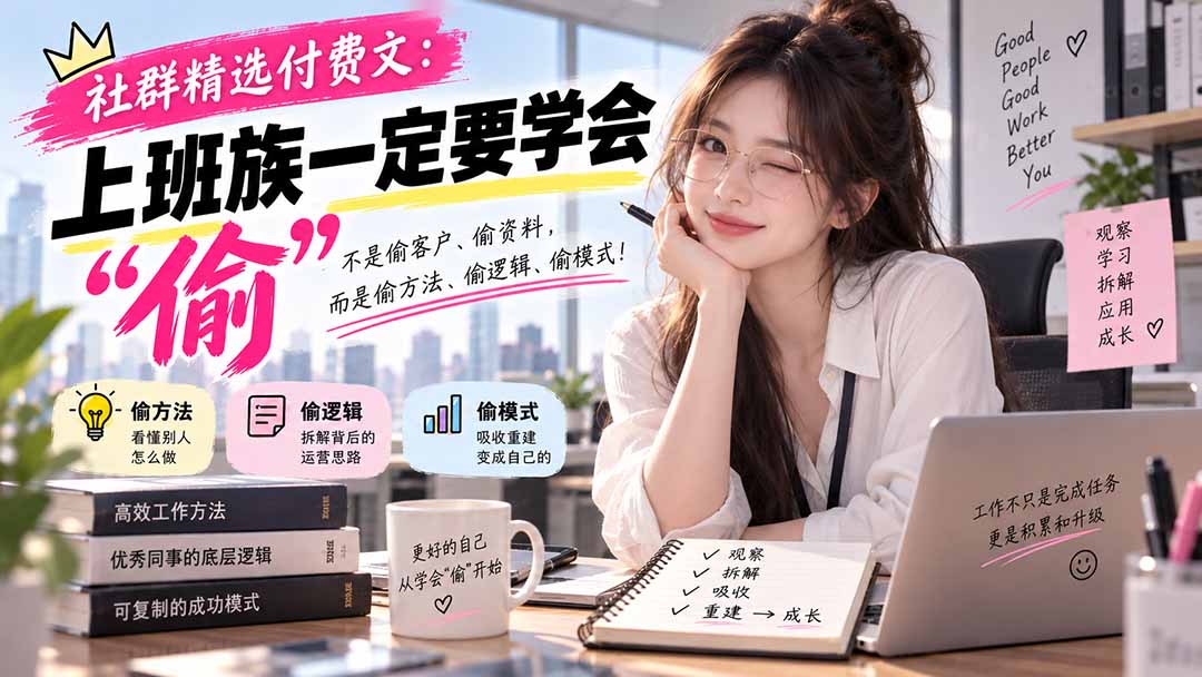 (20423期)社群精选付费文:上班族一定要学会“偷“网创吧-网创项目资源站-副业项目-创业项目-搞钱项目网创吧
