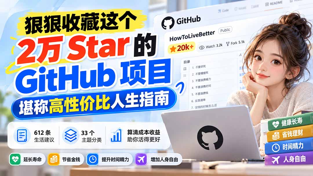 （20726期）狠狠收藏这个 2 万 Star 的 GitHub 项目，堪称高性价比人生指南。网创吧-网创项目资源站-副业项目-创业项目-搞钱项目网创吧