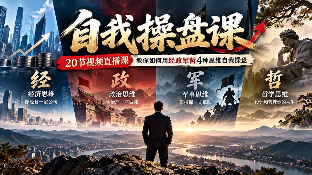 (20626期)【无水印】自我操盘课,20节视频直播课教你如何用经政军哲4种思维自我操盘(更新0924)网创吧-网创项目资源站-副业项目-创业项目-搞钱项目网创吧