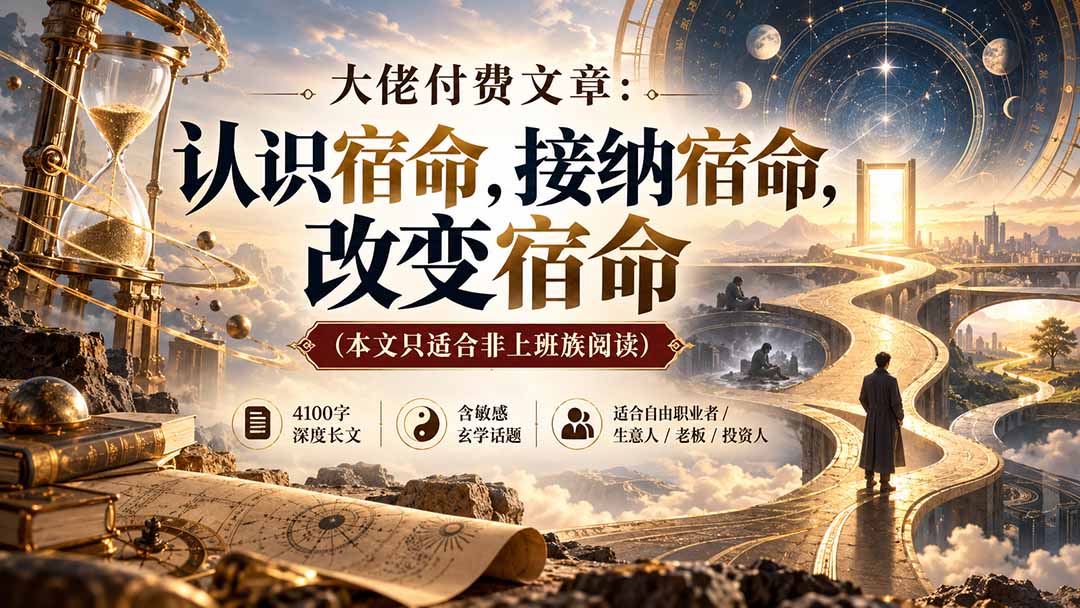 (20673期)【无水印】大佬付费文章:认识宿命,接纳宿命,改变宿命(本文只适合非上班族阅读)网创吧-网创项目资源站-副业项目-创业项目-搞钱项目网创吧