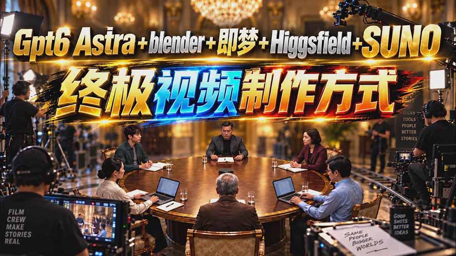 (20588期)GPT-6 Astra+Blender+即梦+Higgsfield+Suno=终极视频制作方式(无水印)网创吧-网创项目资源站-副业项目-创业项目-搞钱项目网创吧