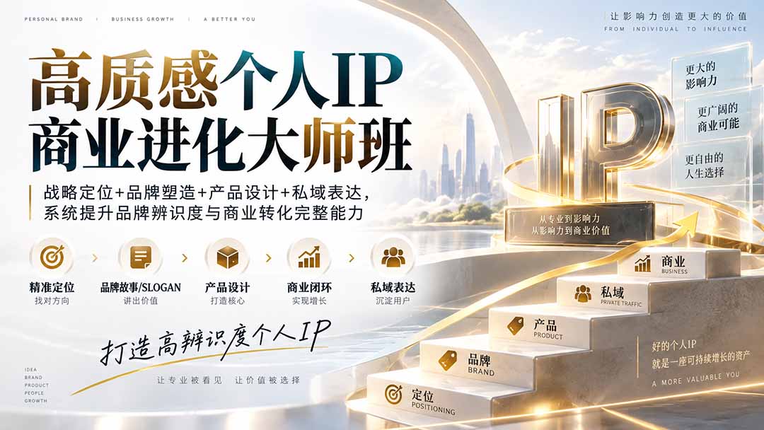 (20324期)高质感个人IP商业进化大师班:战略定位+品牌塑造+产品设计+私域表达,系统提升品牌辨识度与商业转化完整能力网创吧-网创项目资源站-副业项目-创业项目-搞钱项目网创吧