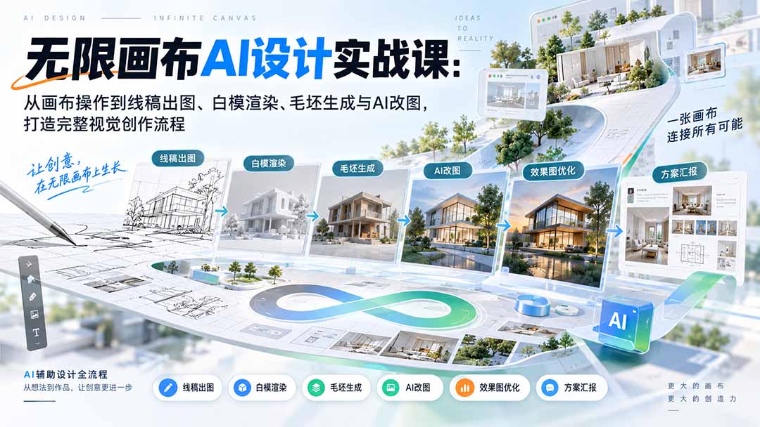 (20612期)【无水印】无限画布AI设计实战课-更新:从画布操作到线稿出图、白模渲染、毛坯生成与AI改图,打造完整视觉创作流程网创吧-网创项目资源站-副业项目-创业项目-搞钱项目网创吧