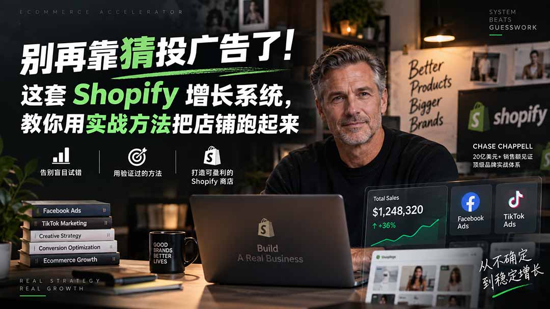 (20367期)别再靠猜投广告了!这套 Shopify 增长系统,教你用实战方法把店铺跑起来【原创双语字幕】网创吧-网创项目资源站-副业项目-创业项目-搞钱项目网创吧