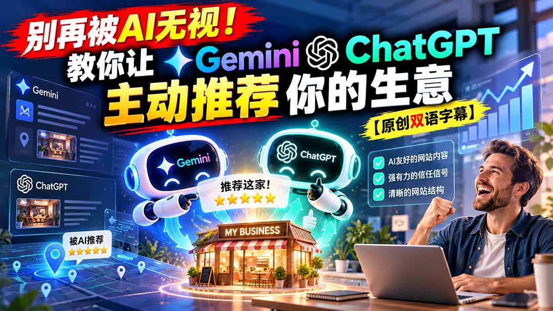 (20737期)别再被AI无视!教你让GeminiChatGPT主动推荐你的生意【原创双语字幕】网创吧-网创项目资源站-副业项目-创业项目-搞钱项目网创吧