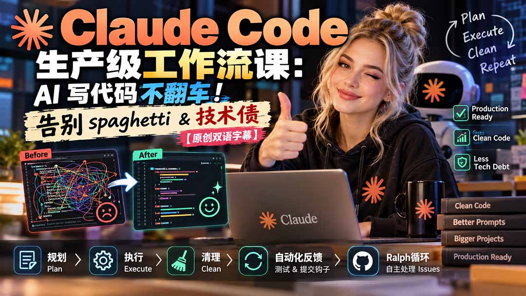 (20739期)Claude Code 生产级工作流课:AI 写代码不翻车!告别 spaghetti & 技术债【原创双语字幕】网创吧-网创项目资源站-副业项目-创业项目-搞钱项目网创吧