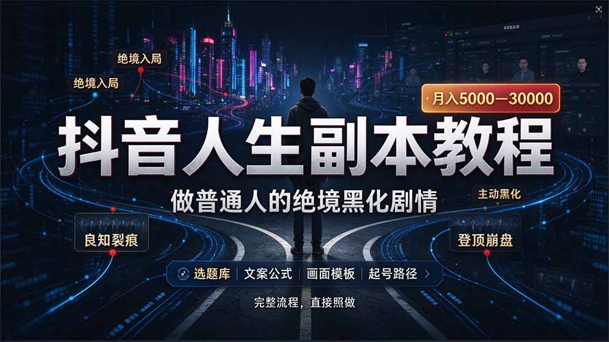 (20734期)抖音爆火AI人生副本赛道,28作品涨粉33万粉丝,看完自己便可产出爆款网创吧-网创项目资源站-副业项目-创业项目-搞钱项目网创吧