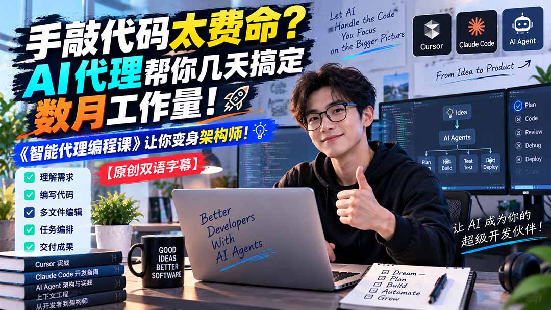 (20286期)手敲代码太费命?AI 代理帮你几天搞定数月工作量!《智能代理编程课》让你变身架构师网创吧-网创项目资源站-副业项目-创业项目-搞钱项目网创吧