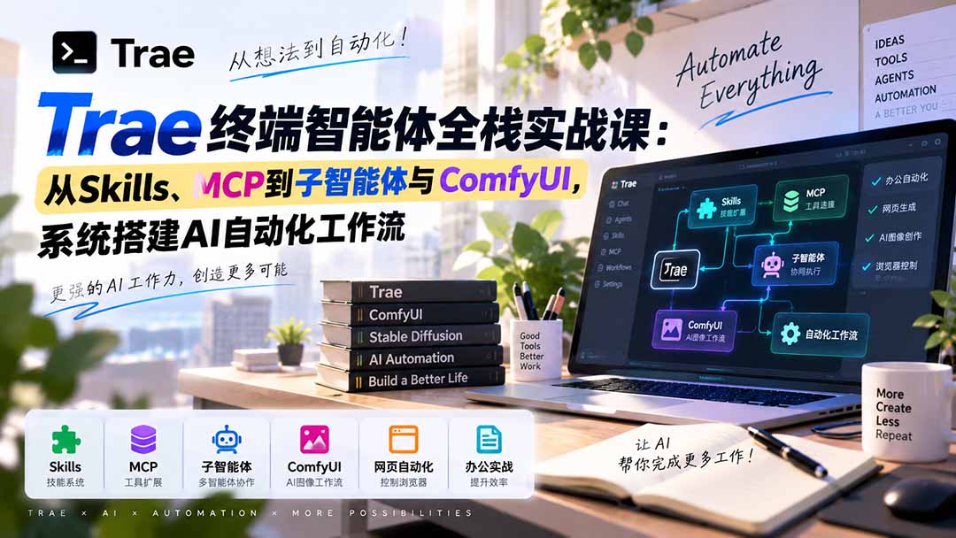 (20389期)Trae终端智能体全栈实战课:从Skills、MCP到子智能体与ComfyUI,系统搭建AI自动化工作流网创吧-网创项目资源站-副业项目-创业项目-搞钱项目网创吧
