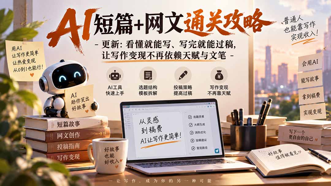 (20578期)AI短篇+网文通关攻略-更新0921:看懂就能写、写完就能过稿,让写作变现不再依赖天赋与文笔网创吧-网创项目资源站-副业项目-创业项目-搞钱项目网创吧