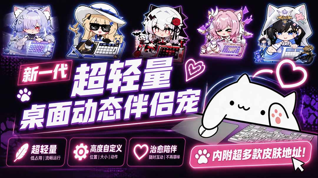 (20293期)开源免费用!新一代超轻量桌面动态伴侣宠,体验更美观,更丝滑,内附超多款皮肤地址,BongoCat网创吧-网创项目资源站-副业项目-创业项目-搞钱项目网创吧