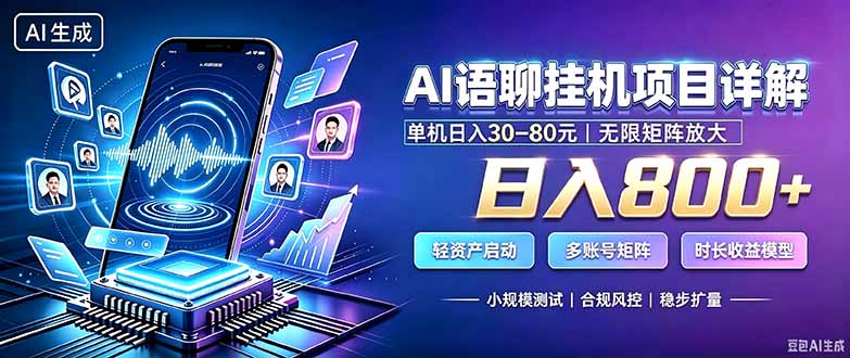 (20314期)AI语聊挂机,日入800+,适用个人副业,工作室矩阵操作网创吧-网创项目资源站-副业项目-创业项目-搞钱项目网创吧