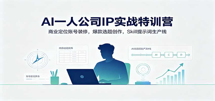 AI一人公司IP实战特训营：商业定位账号装修，爆款选题创作，Skill提示词生产线网创吧-网创项目资源站-副业项目-创业项目-搞钱项目网创吧