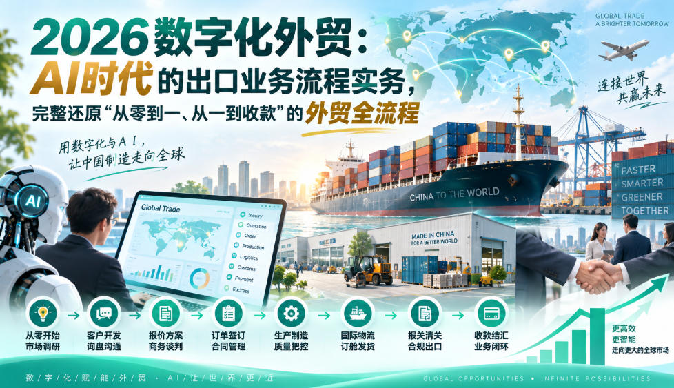 2026数字化外贸:AI时代的出口业务流程实务,完整还原”从零到一、从一到收款”的外贸全流程网创吧-网创项目资源站-副业项目-创业项目-搞钱项目网创吧