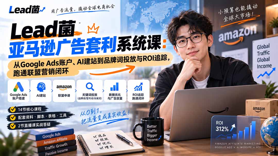(20396期)Lead菌亚马逊广告套利系统课:从Google Ads账户、AI建站到品牌词投放与ROI追踪,跑通联盟营销闭环网创吧-网创项目资源站-副业项目-创业项目-搞钱项目网创吧