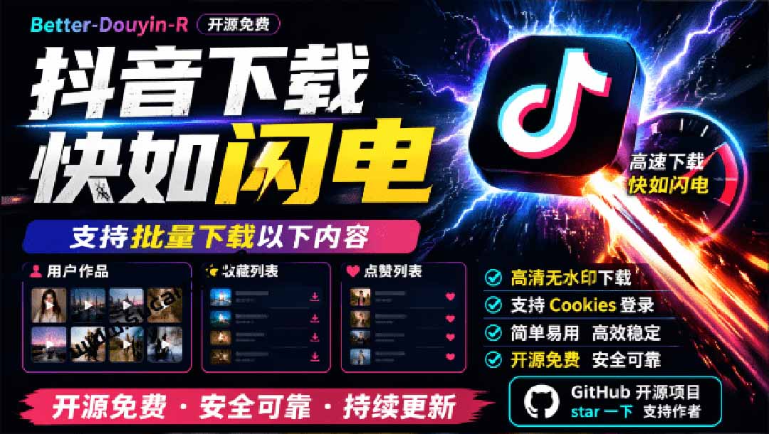 (20511期)超级好用!D音视频下载神器,支持批量下载用户作品收藏列表和点赞列表,开源免费 Better-douyin-R网创吧-网创项目资源站-副业项目-创业项目-搞钱项目网创吧