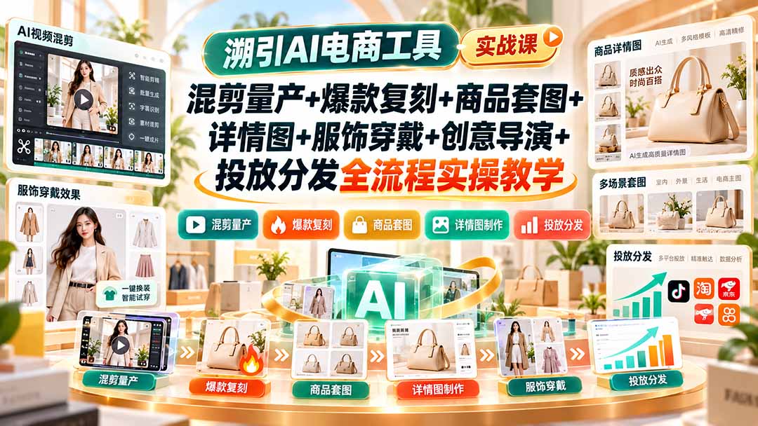 (20724期)溯引AI电商工具实战课:混剪量产+爆款复刻+商品套图+详情图+服饰穿戴+创意导演+投放分发全流程实操教学网创吧-网创项目资源站-副业项目-创业项目-搞钱项目网创吧