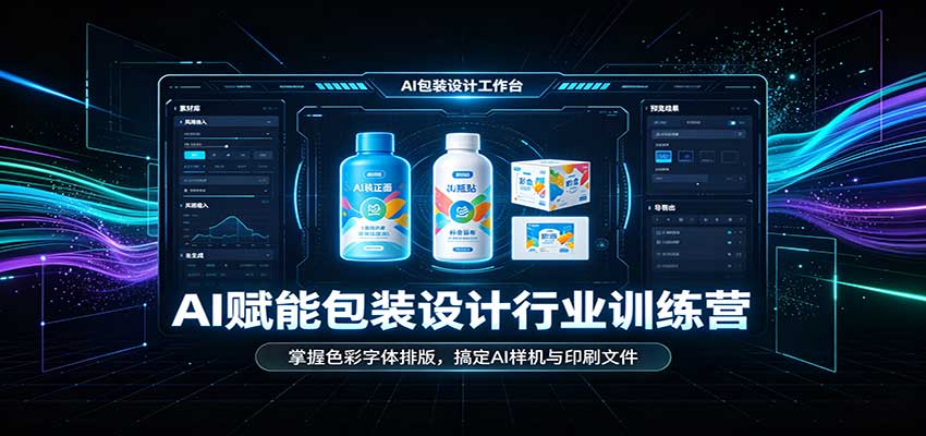 AI赋能包装设计行业训练营：掌握色彩字体排版，搞定AI样机与印刷文件网创吧-网创项目资源站-副业项目-创业项目-搞钱项目网创吧